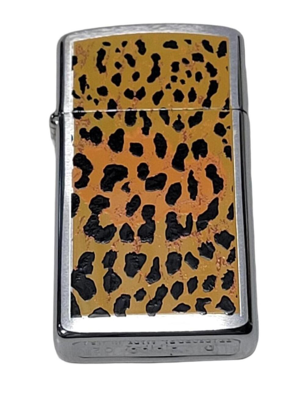 Zippo Slim Vintage 2002 Leopard Print Lighter New Unfired